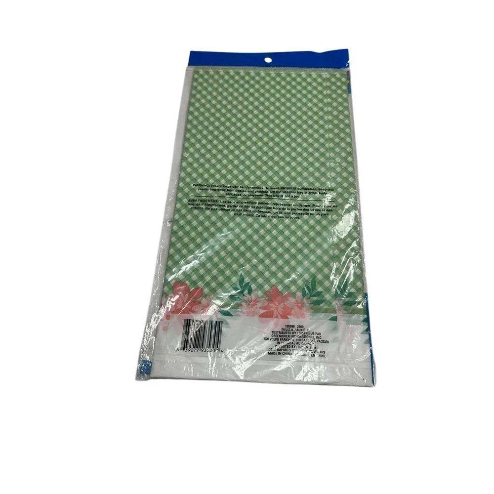 party plastic table cover rectangle 54x108 inches green plaid floral